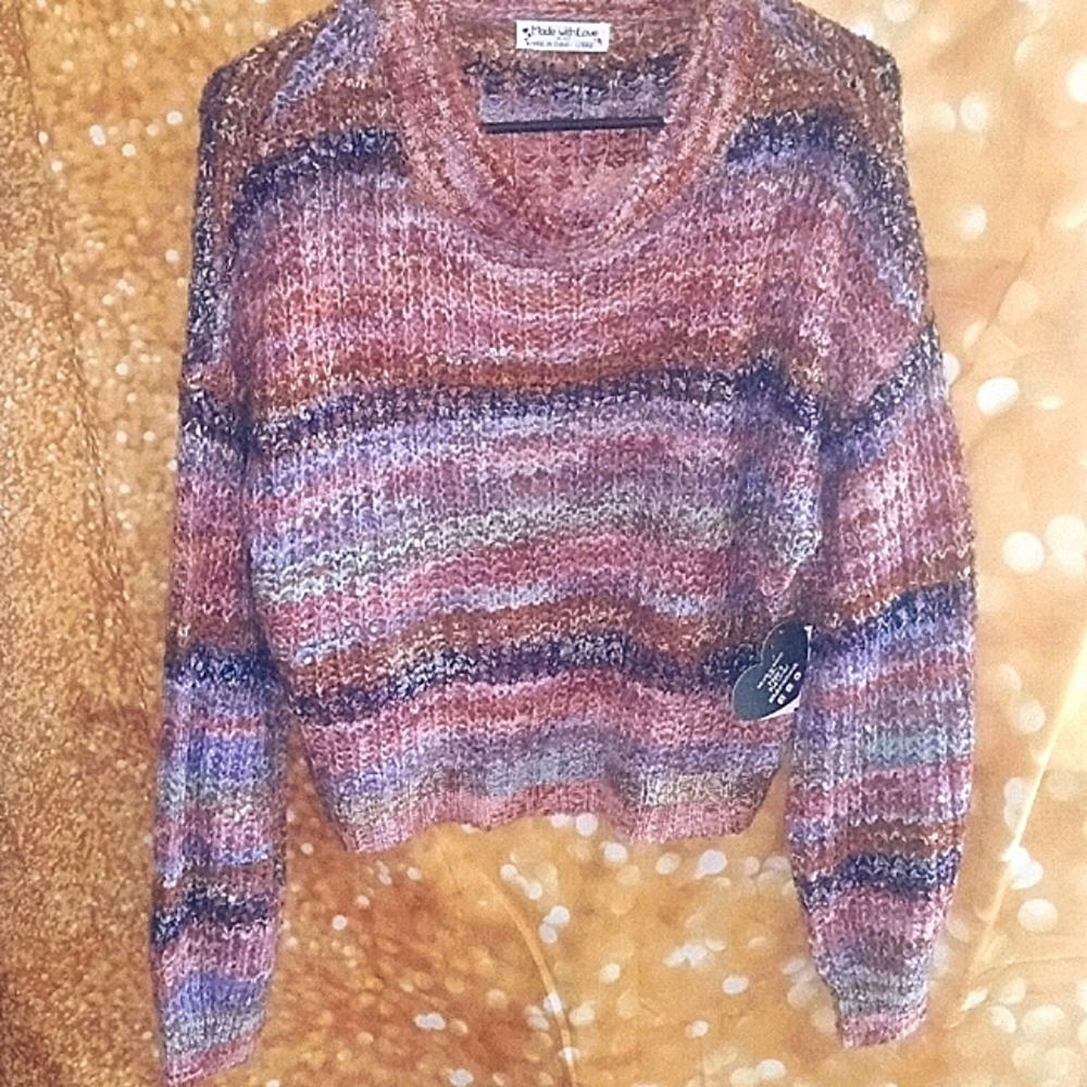 🍁🌾🍂Nice, warm-toned multicolored cropped sweater. 🍂🌾🍁